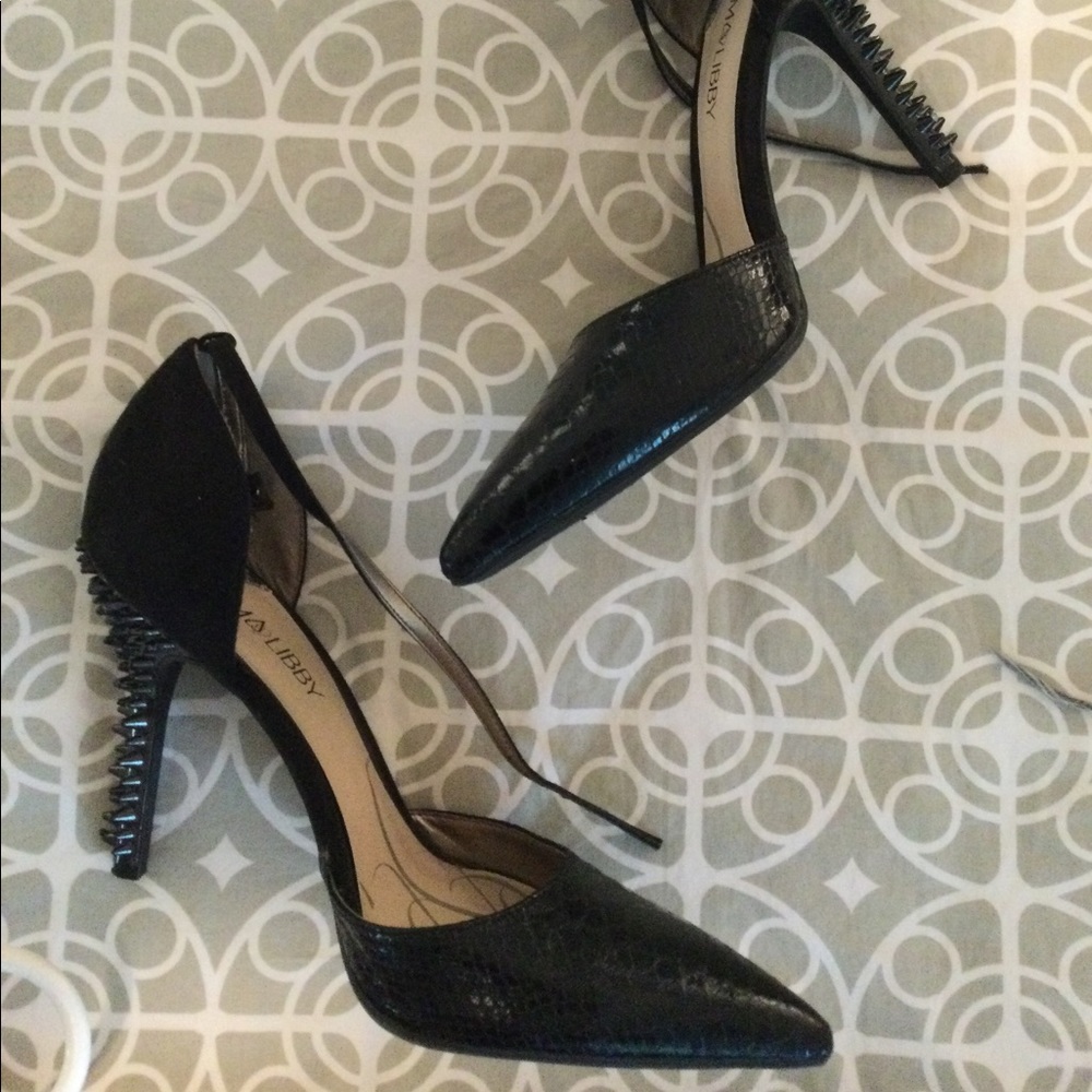 Snake Print and Spiked, Ankle Strap Stilettos